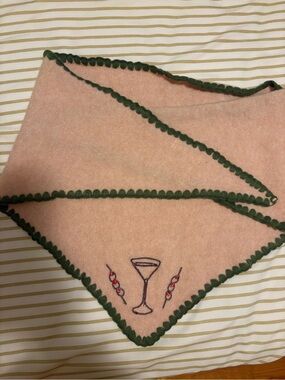 Anthropologie Pink Scarf with Green Trim